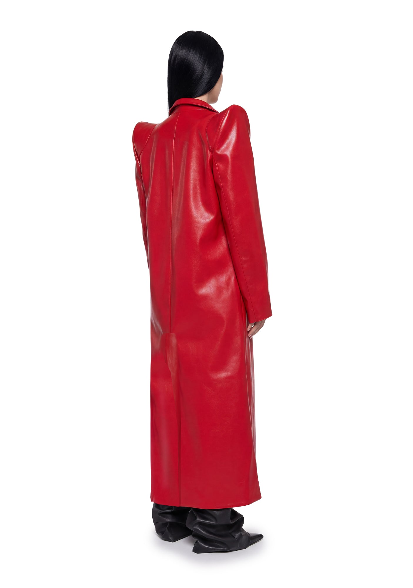 Doomsday Elongated Leather Coat - Red