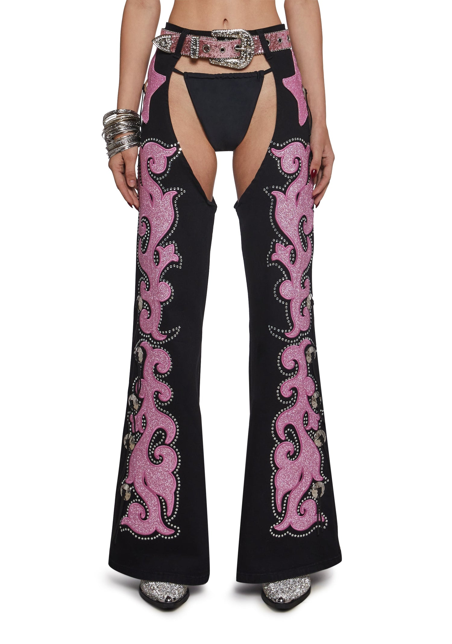 Longing Heart Denim Chaps - Black