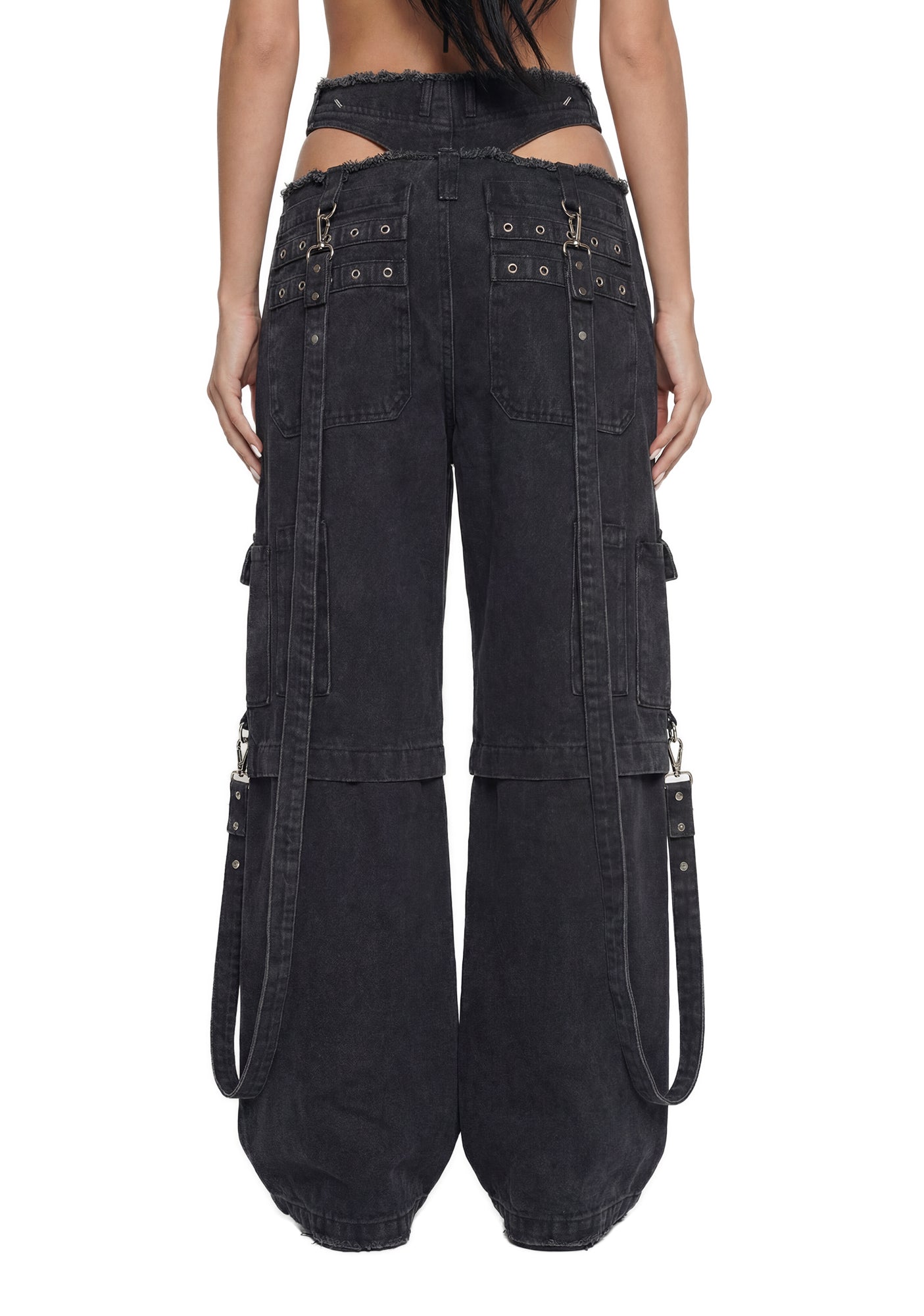 Cargo Denim Panty Trousers - Black
