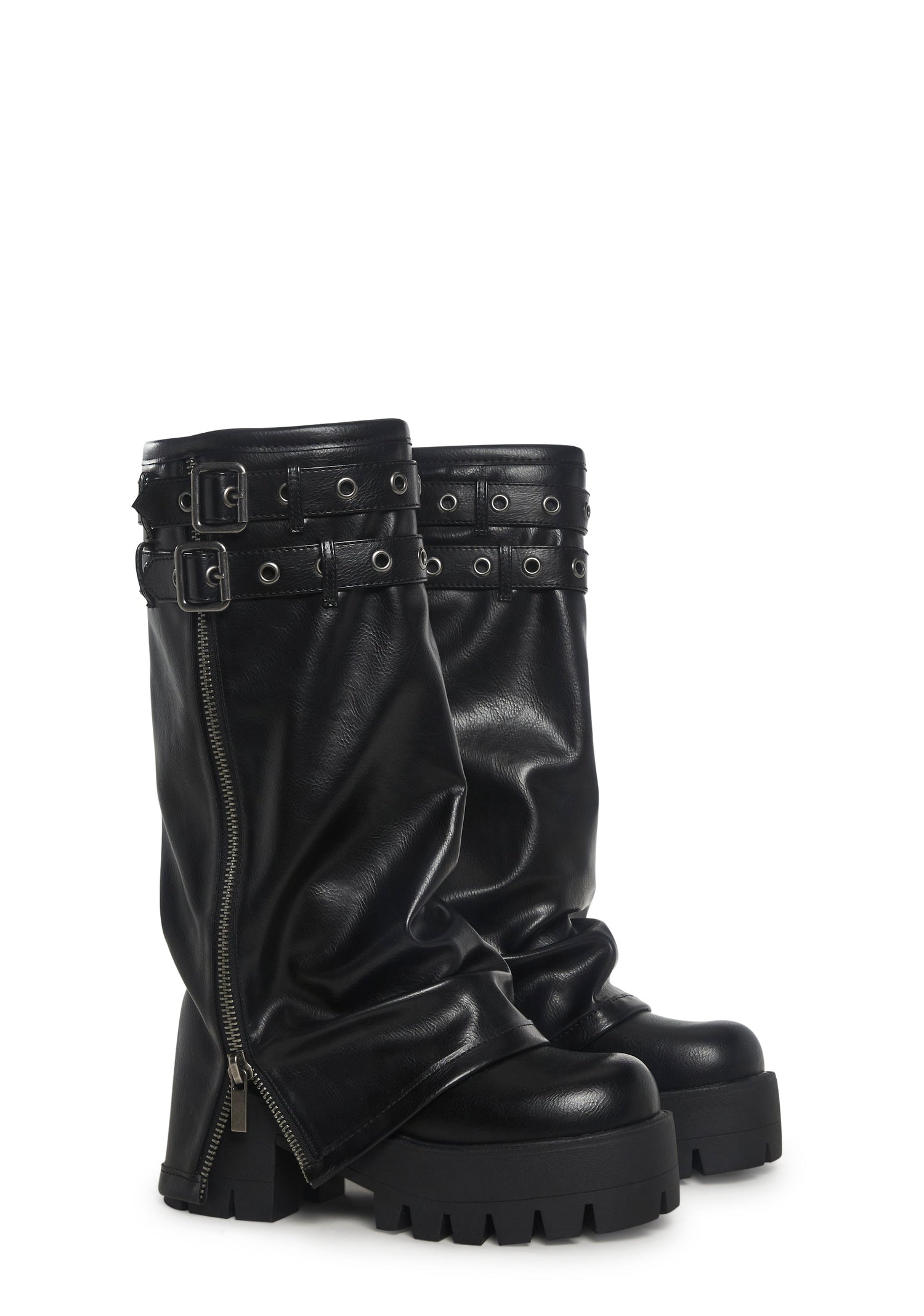 Warp Knee High Pant Boots - Black
