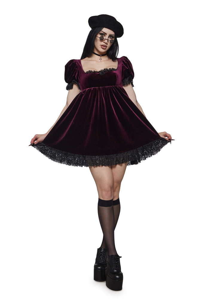 Hilda Burgundy Lace Babydoll Dress