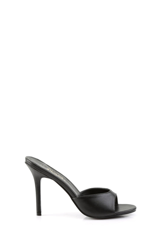 Classique-01 Peep Toe Matte Heels - Black