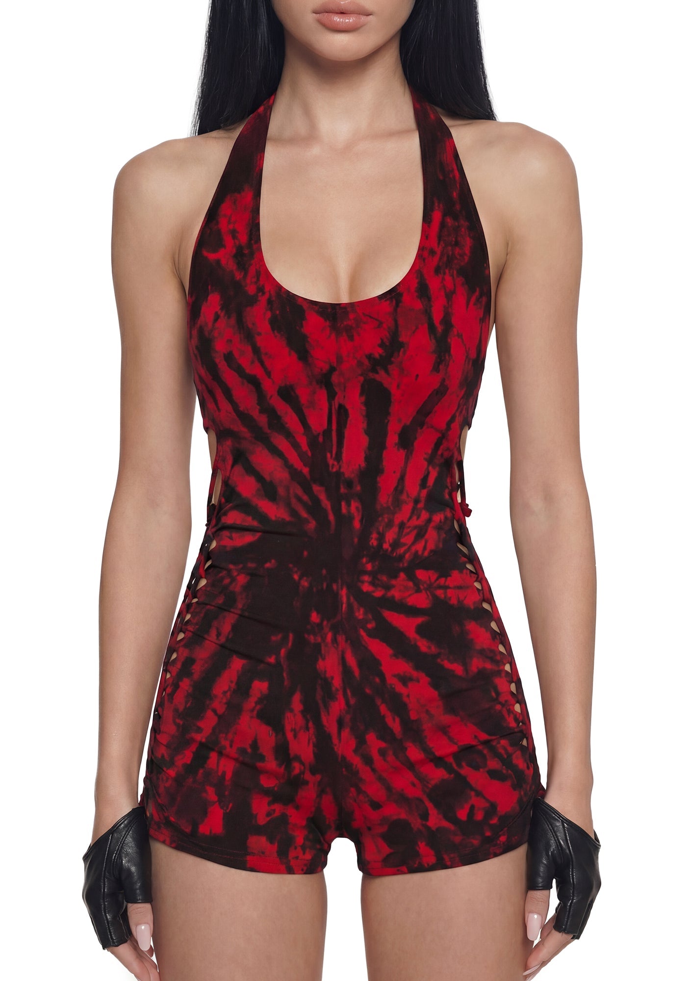 Endless Horizon Shredded Romper - Red/Black