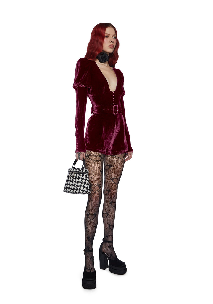 Chic Manners Velvet Romper - Pink