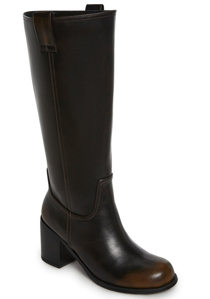 Luster Vegan Leather Boots - Brown