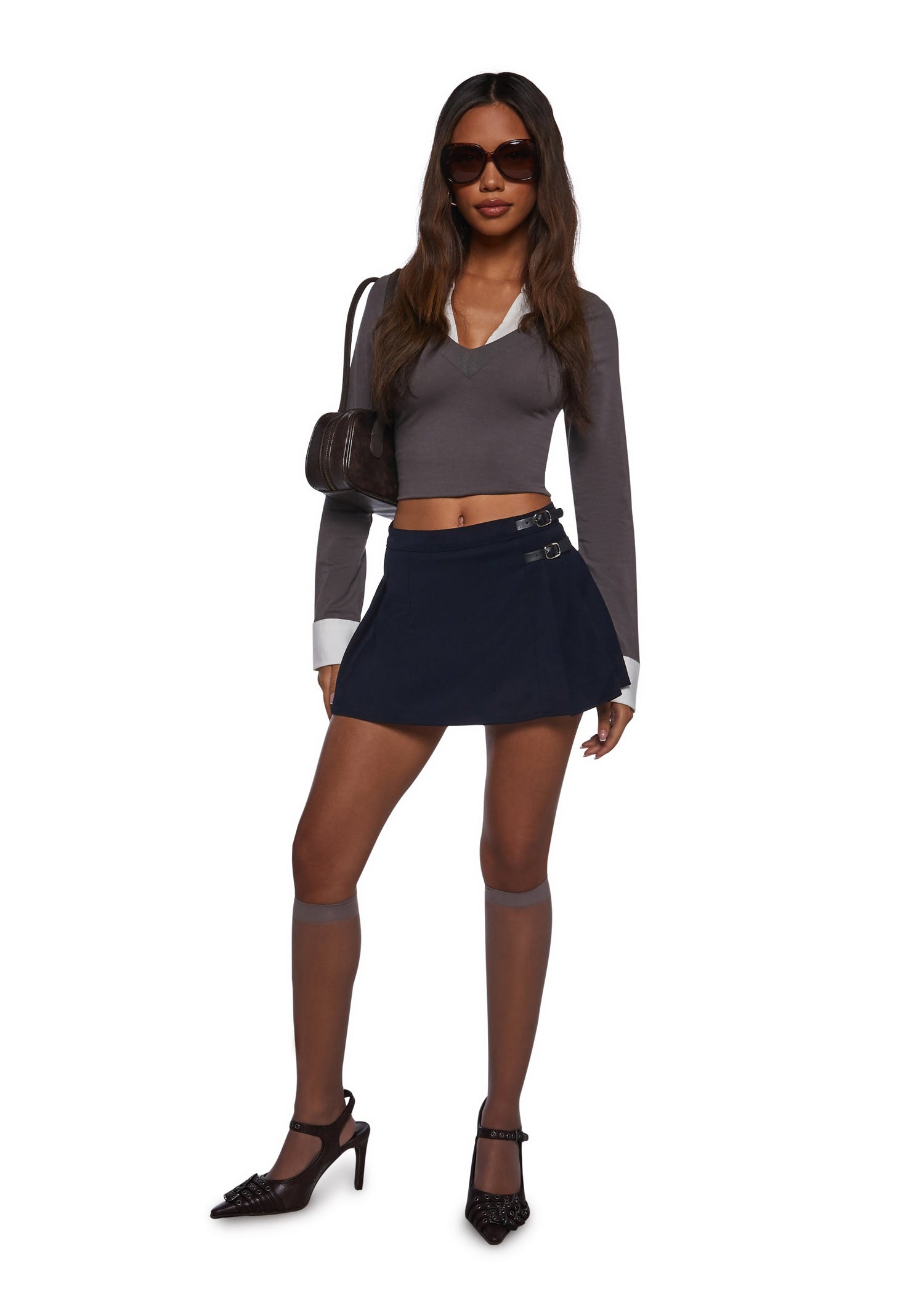 Eyes On Me Mini Skort - Navy