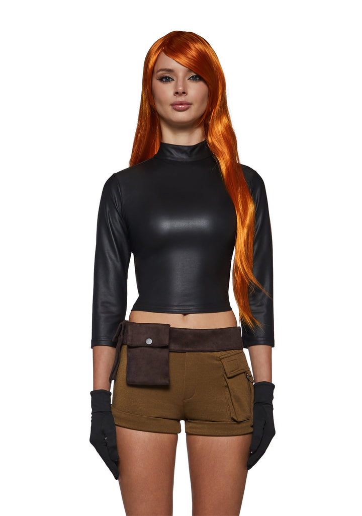 Cartoon Possible Spy Costume and Wig Set