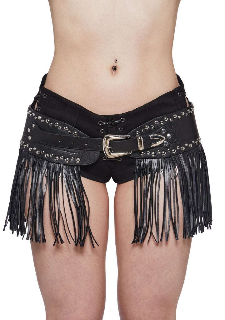 Wide Belt with Fringe