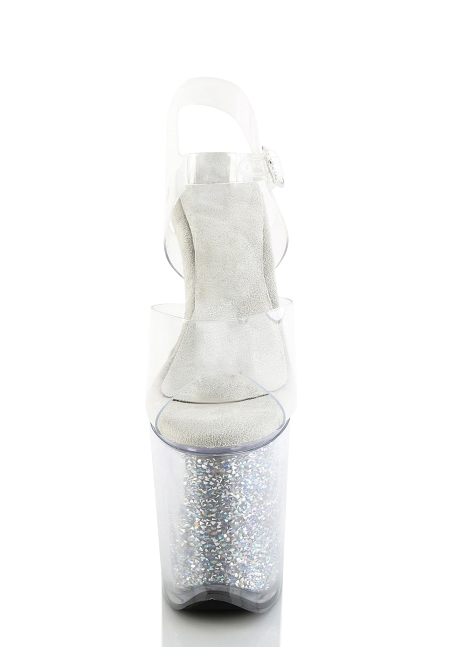Flamingo-808PREM Platform Ankle Straps Sandals-Clear-Rhinestones