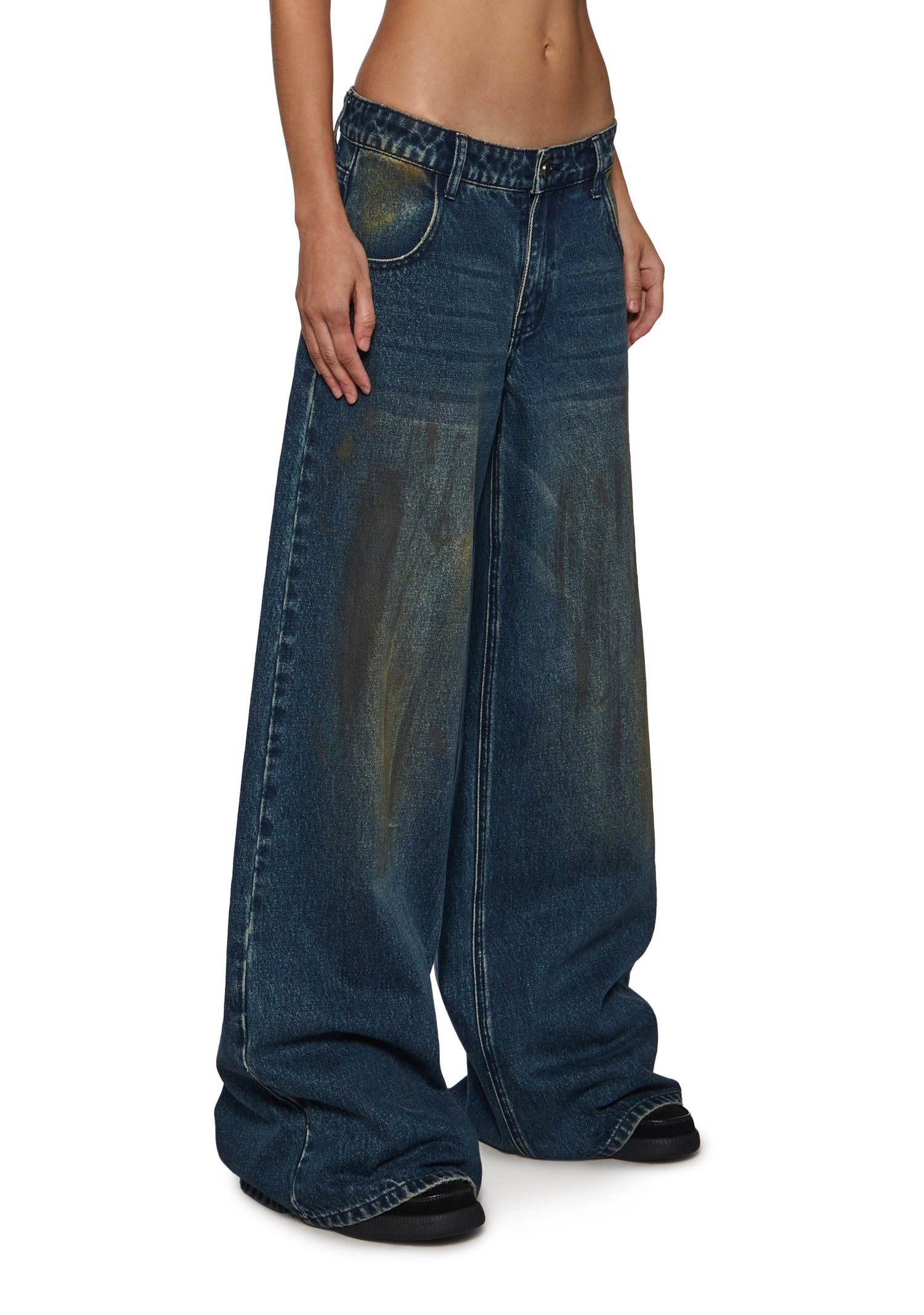 Sinful Attitude Wide Leg Jeans - Dirty Blue