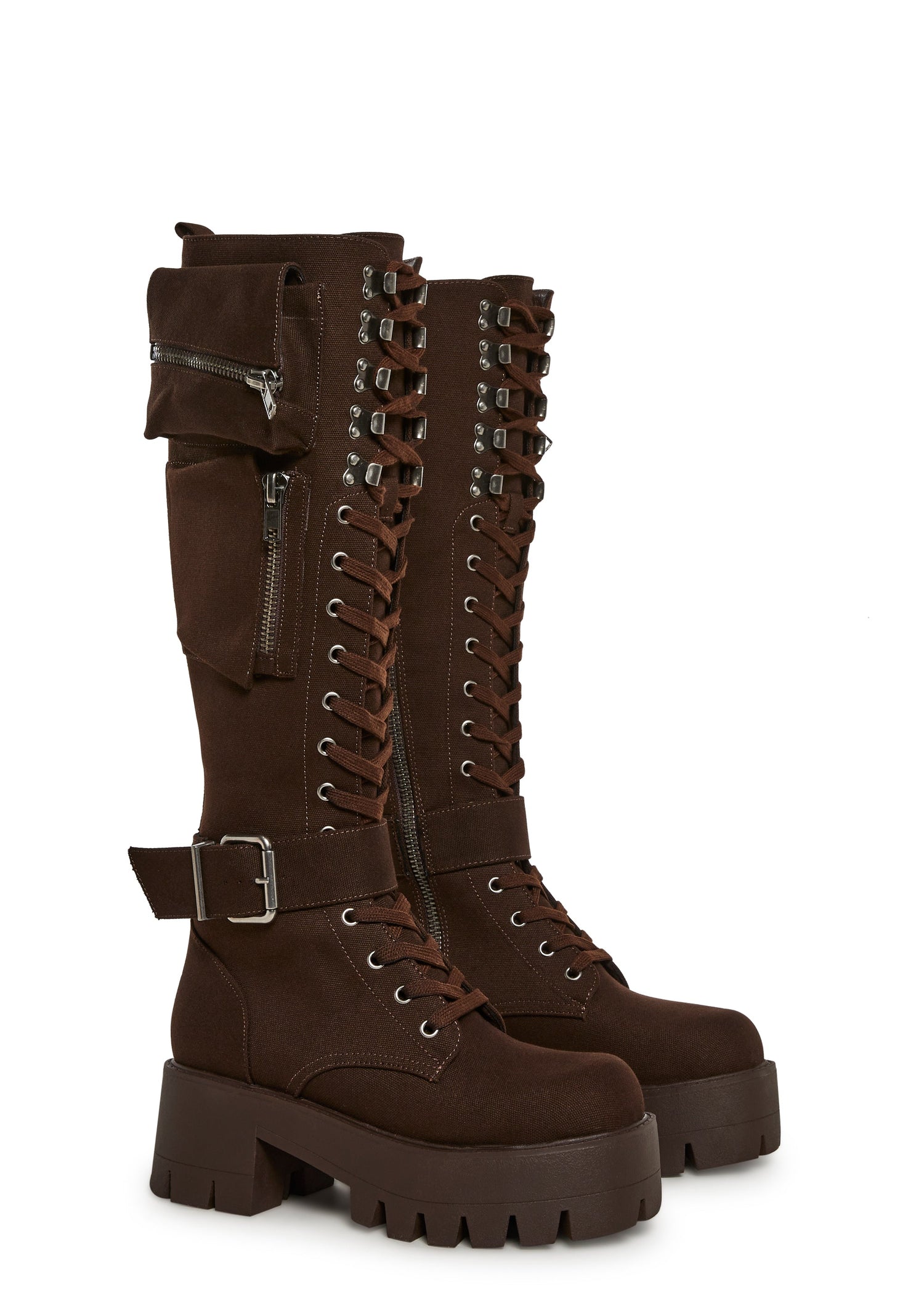Obsidian Pocket Combat Boots - Brown