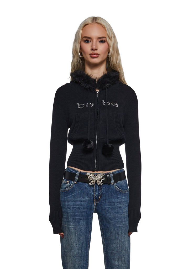 Logo Hoodie With Faux Fur Trim