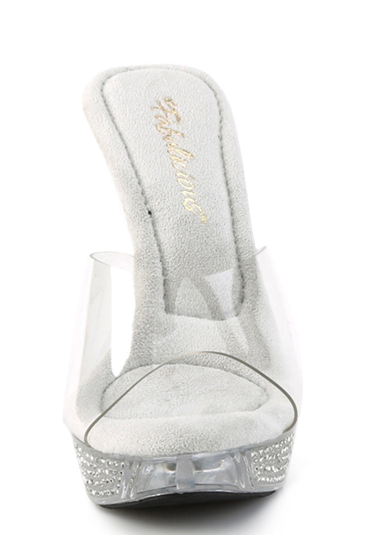 Elegant-401 Rhinestone Platform Slides