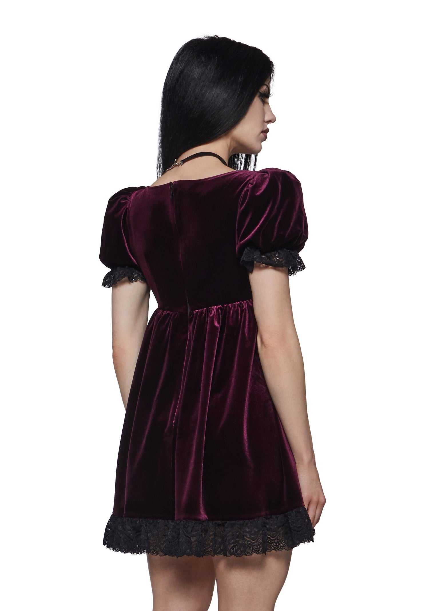 Hilda Burgundy Lace Babydoll Dress