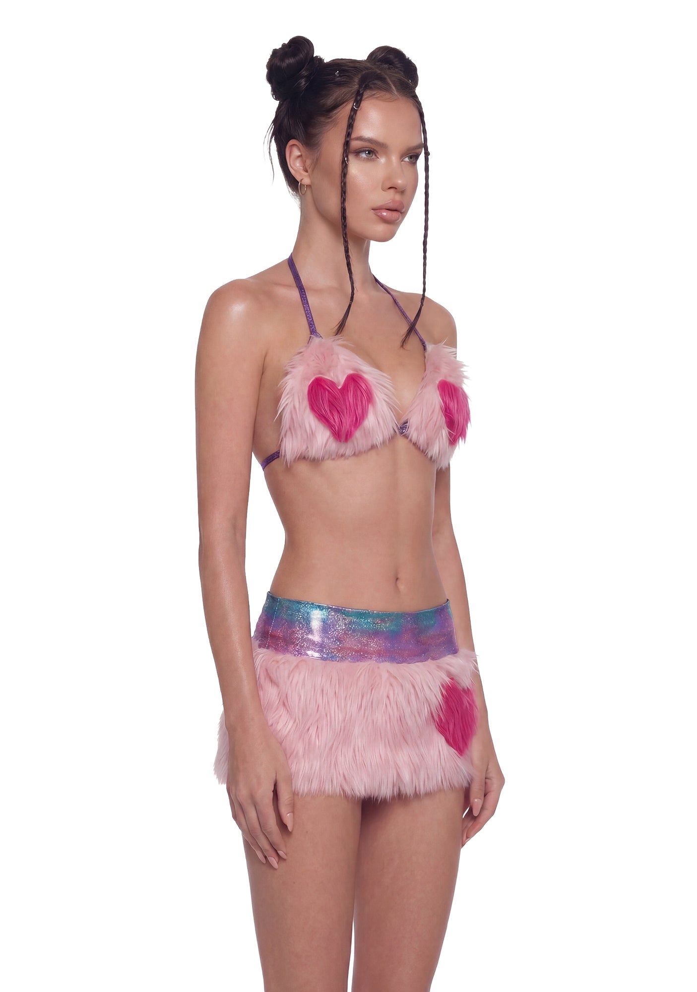 Your Favorite Faux Fur Skirt Set - Pink