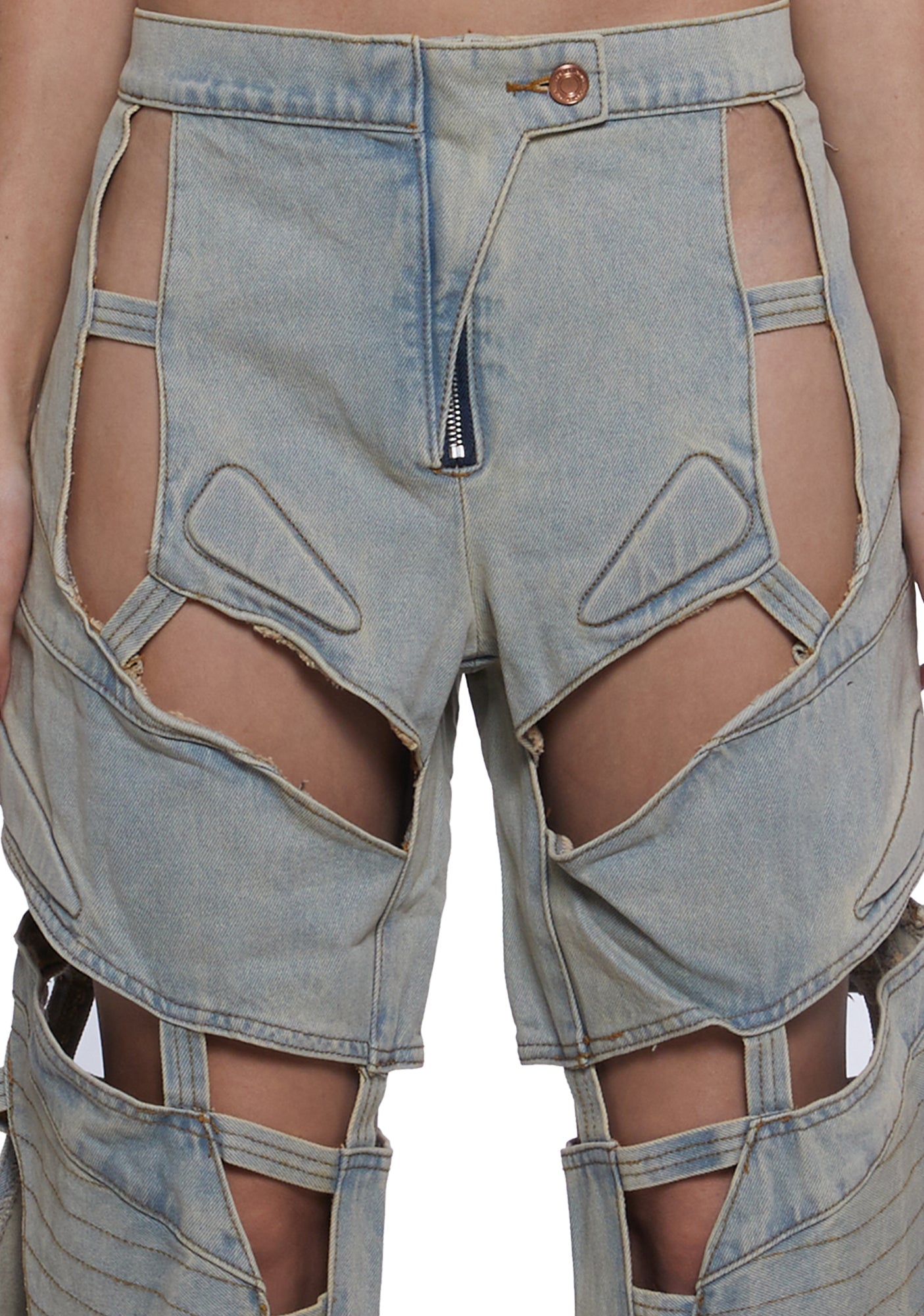 Moto Denim Floating Pants - Light Wash