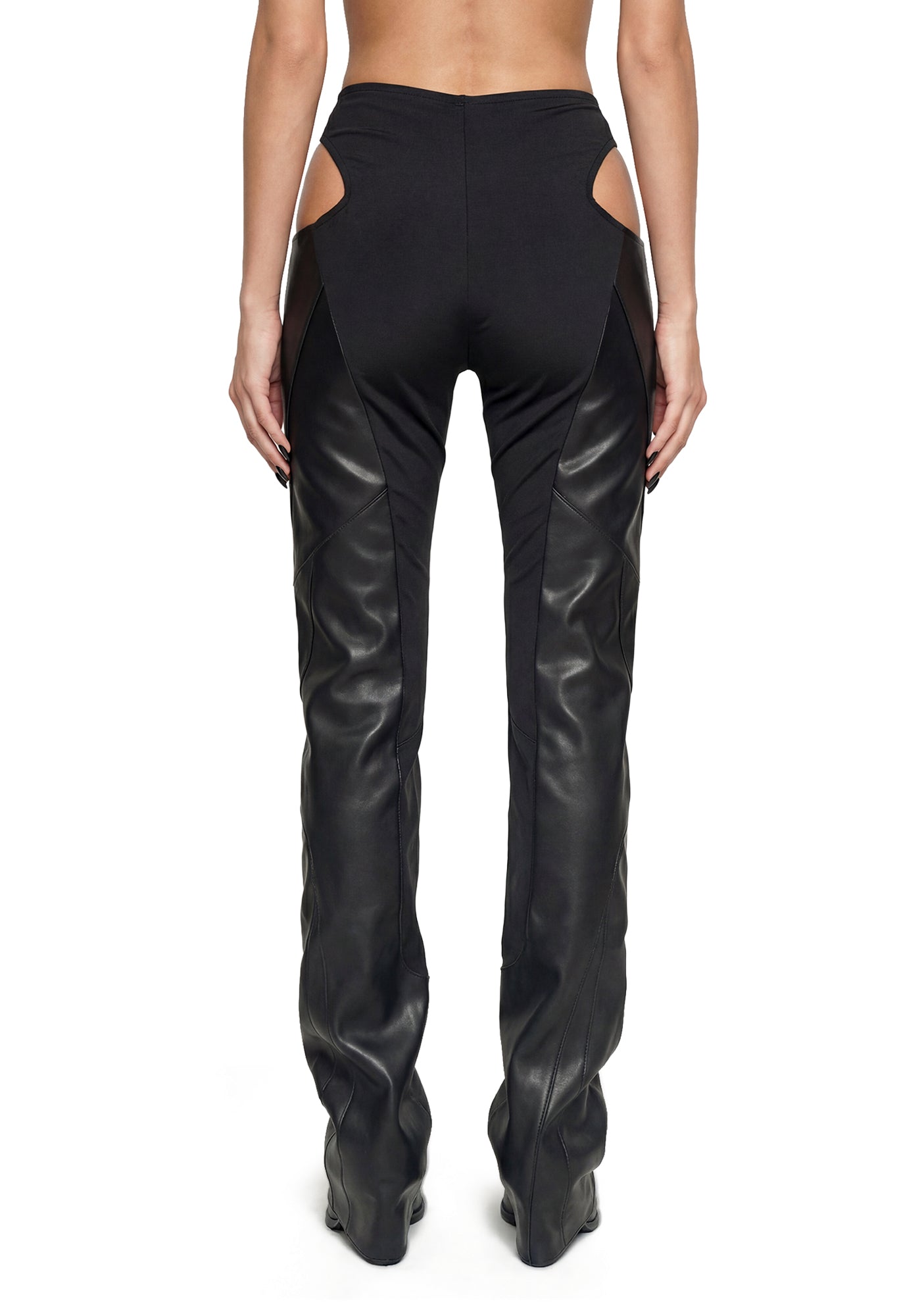 Moto Cut Out Pants - Black