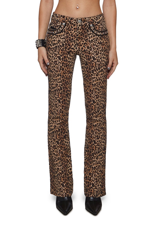 Zara Leopard Bootcut Jeans