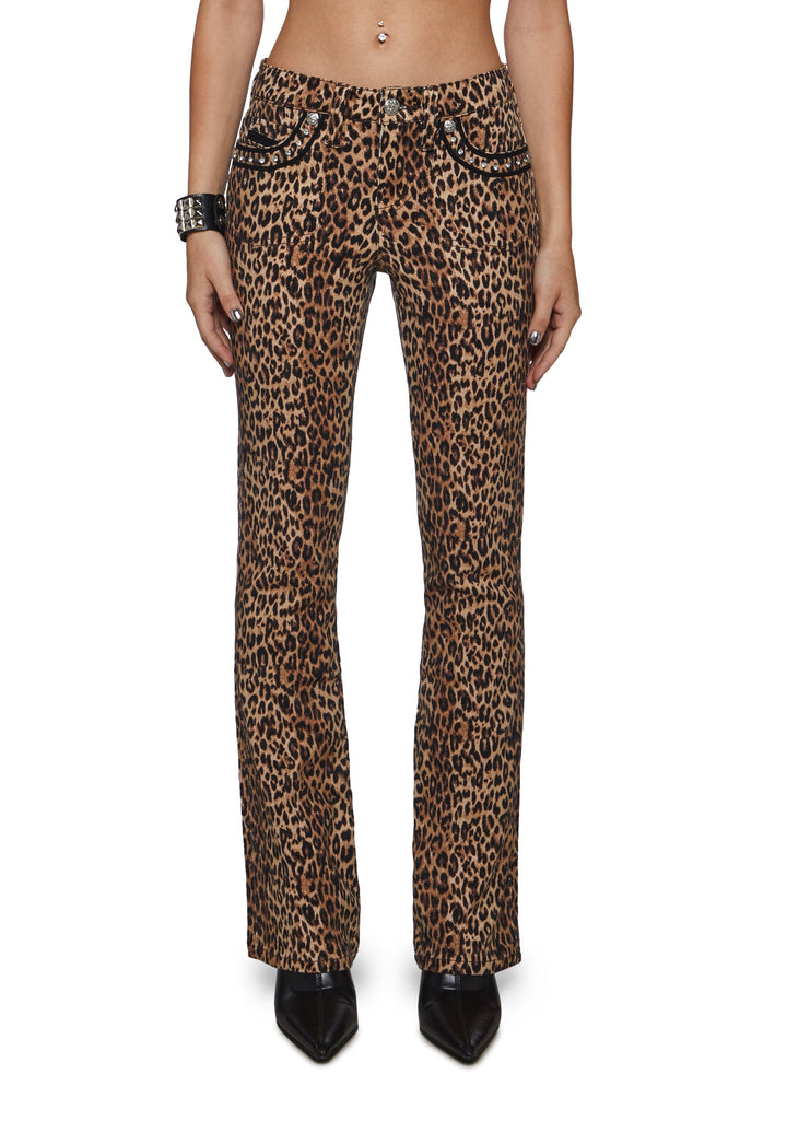 Zara Leopard Bootcut Jeans