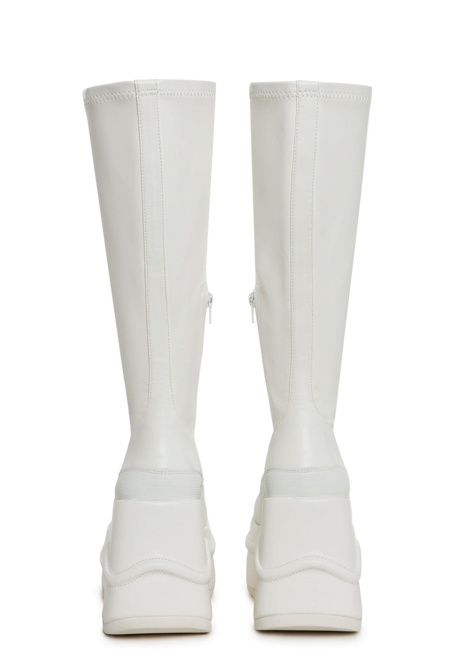 New Fans Wedge Stretch Boots - White