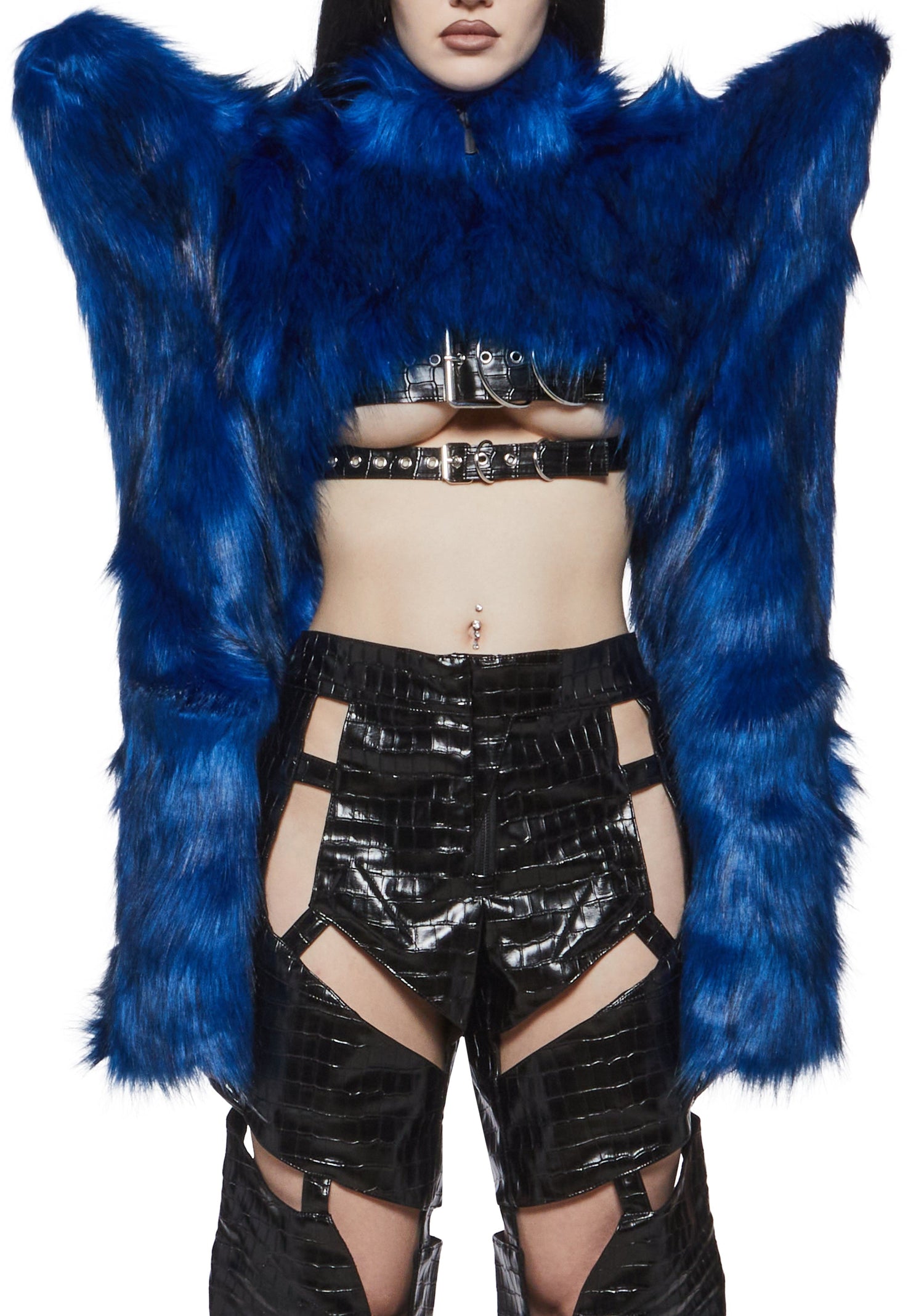 Doomsday Fur Bolero Jacket - Blue