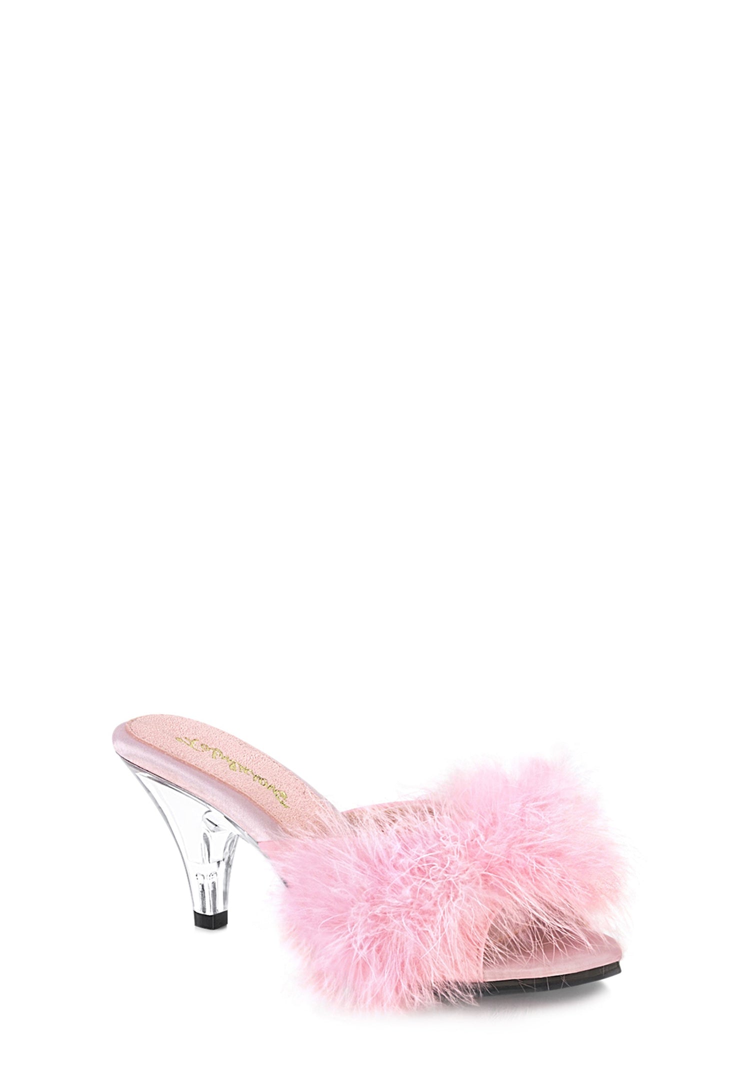 Belle 301 Fur Slip On Heels - Pink
