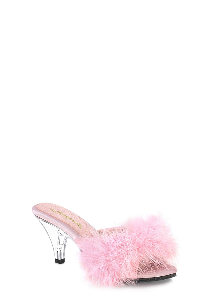 Belle 301 Fur Slip On Heels - Pink