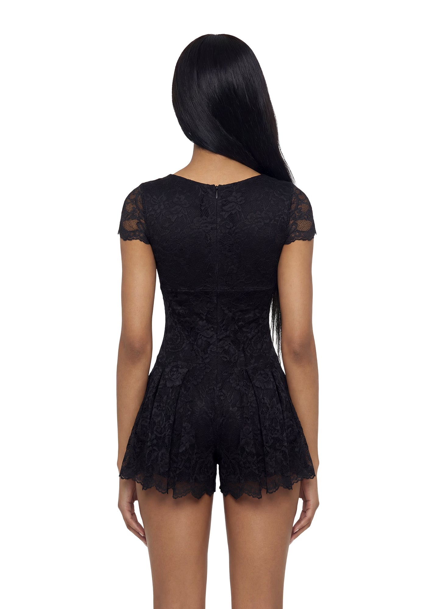 Elaine Lace Babydoll Romper - Black