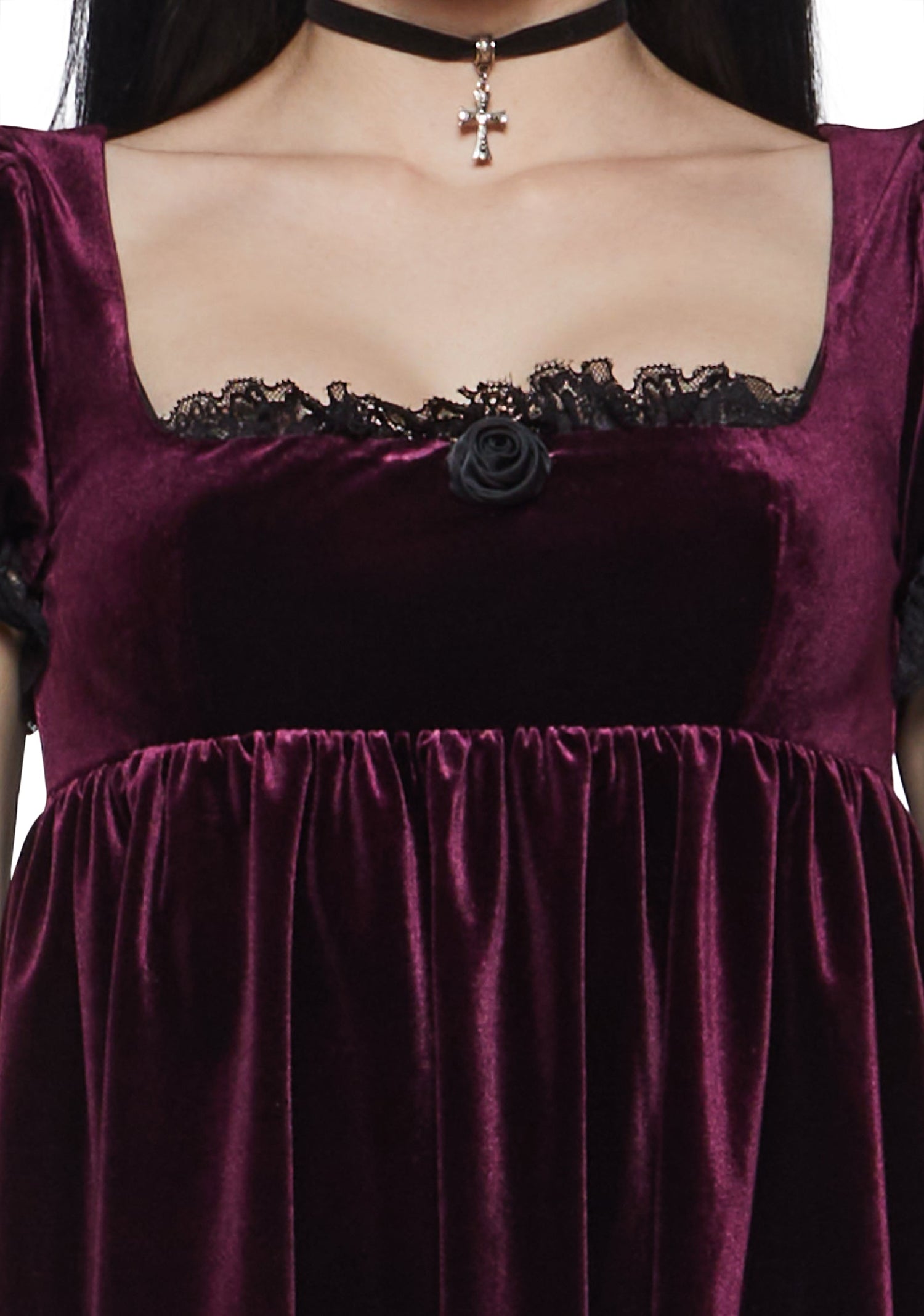 Hilda Burgundy Lace Babydoll Dress