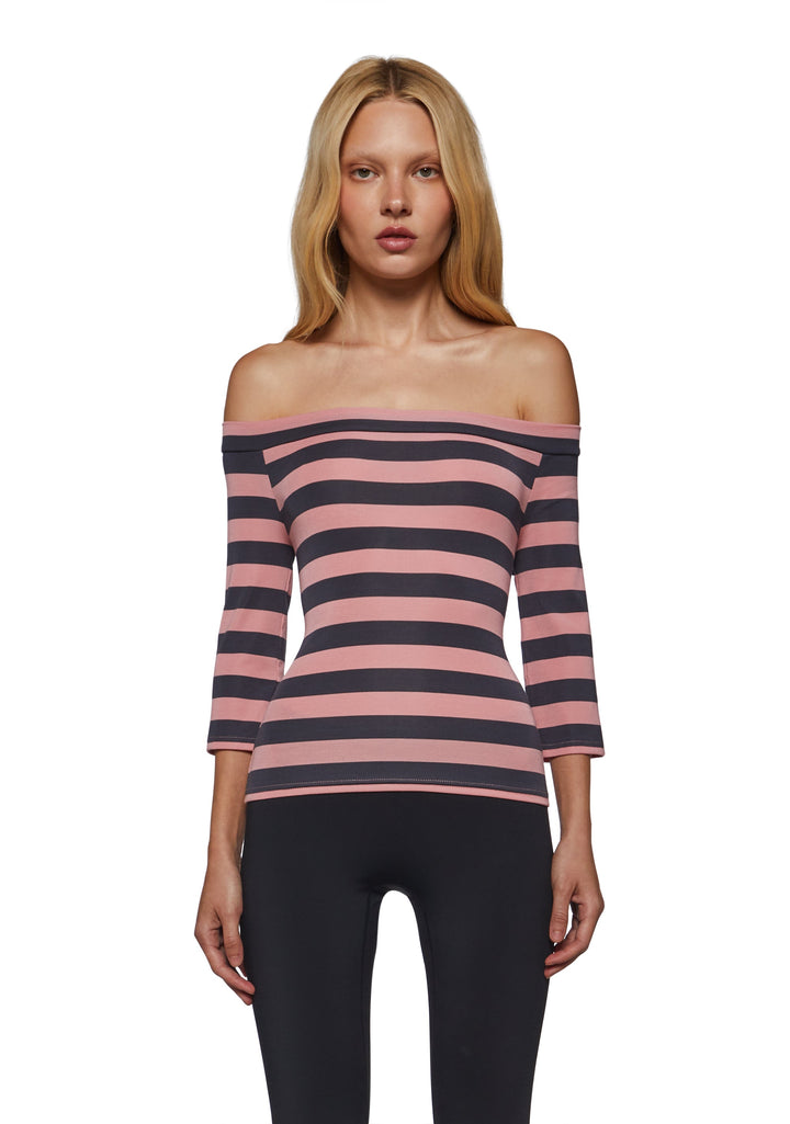 Melanie Off The Shoulder Quarter Sleeve Top - Pink