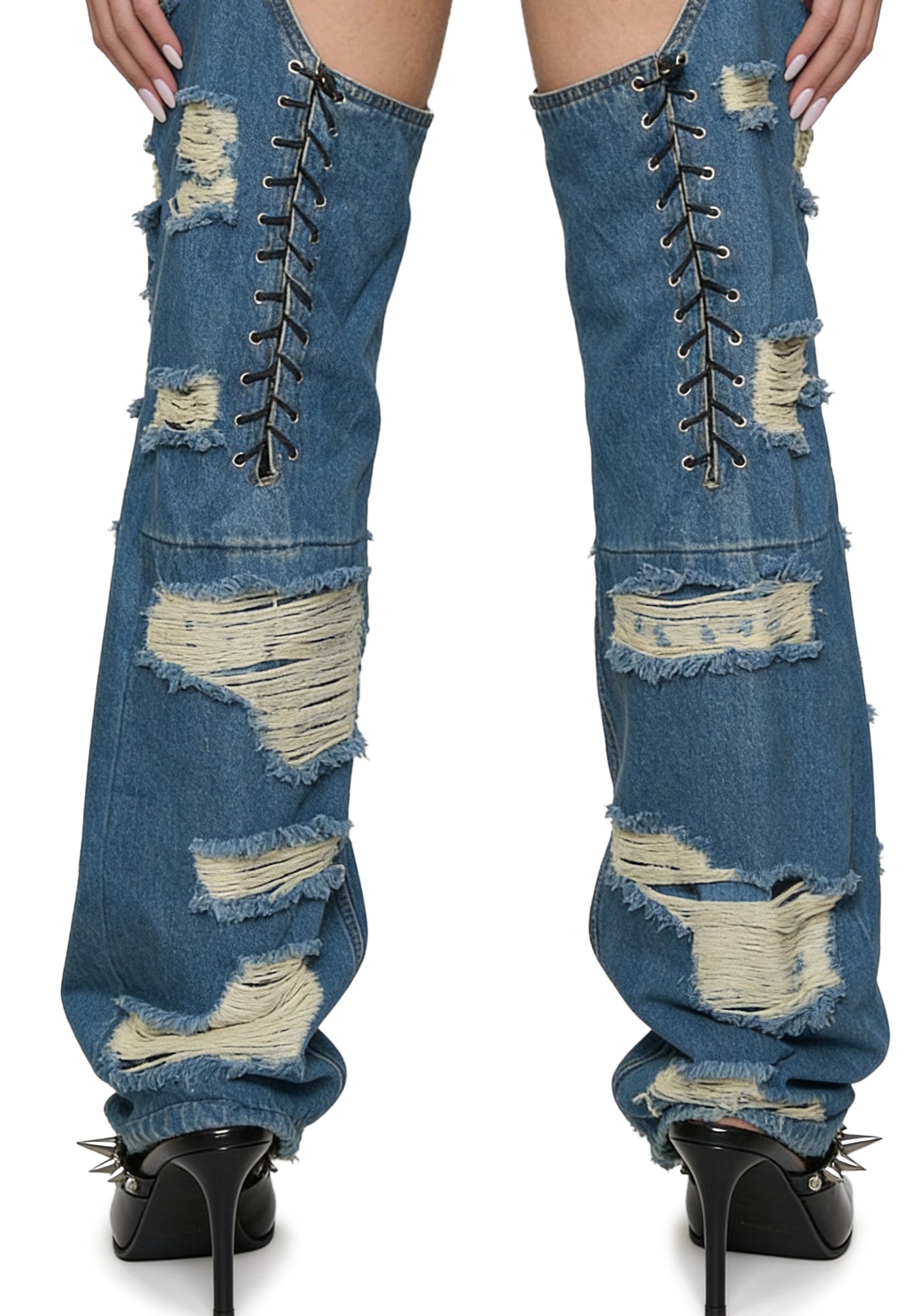 Denim Shredded Chaps - Blue