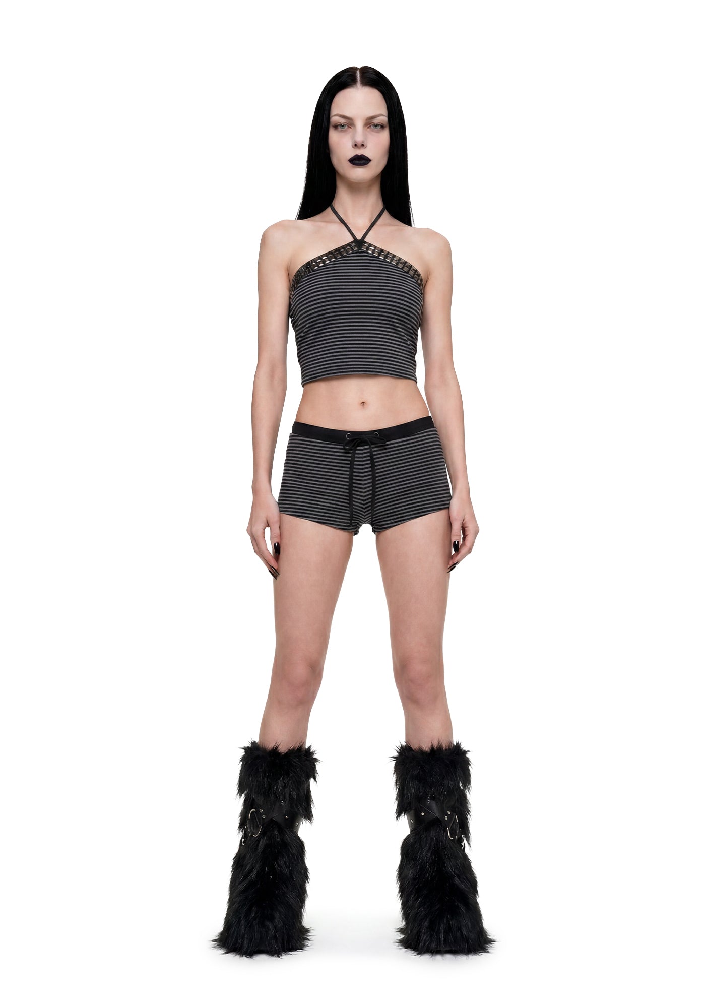 Singer Studded & Striped Halter Top