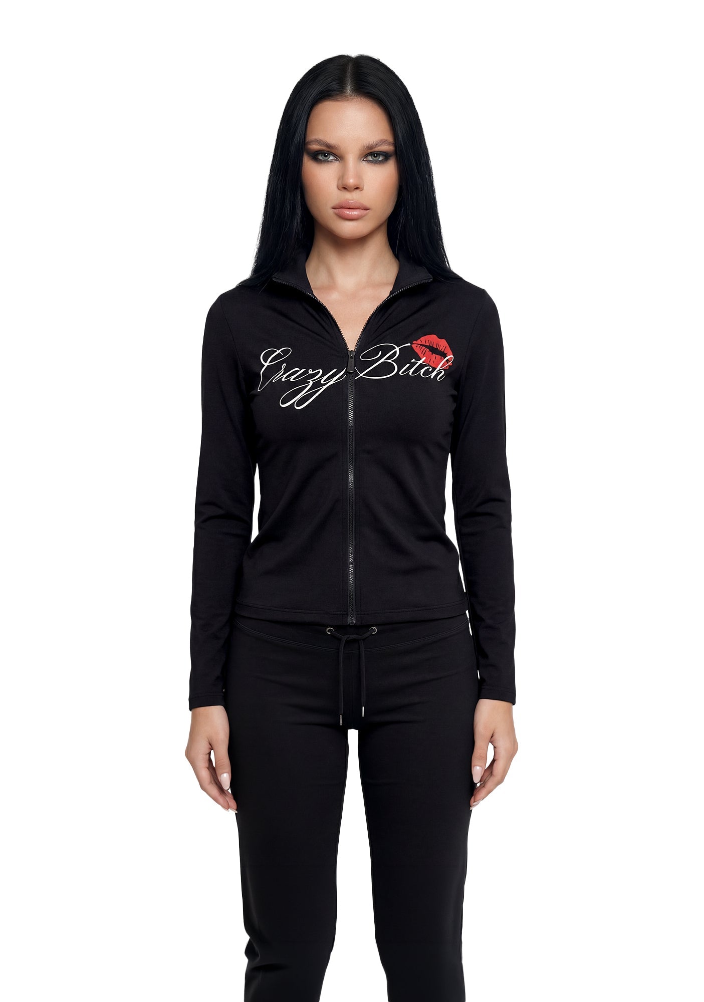 Let's Go Crazy Zip Up Jacket - Black