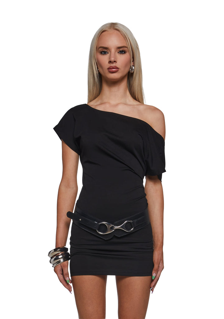 Milan At Midnight Backless Belted Mini Dress