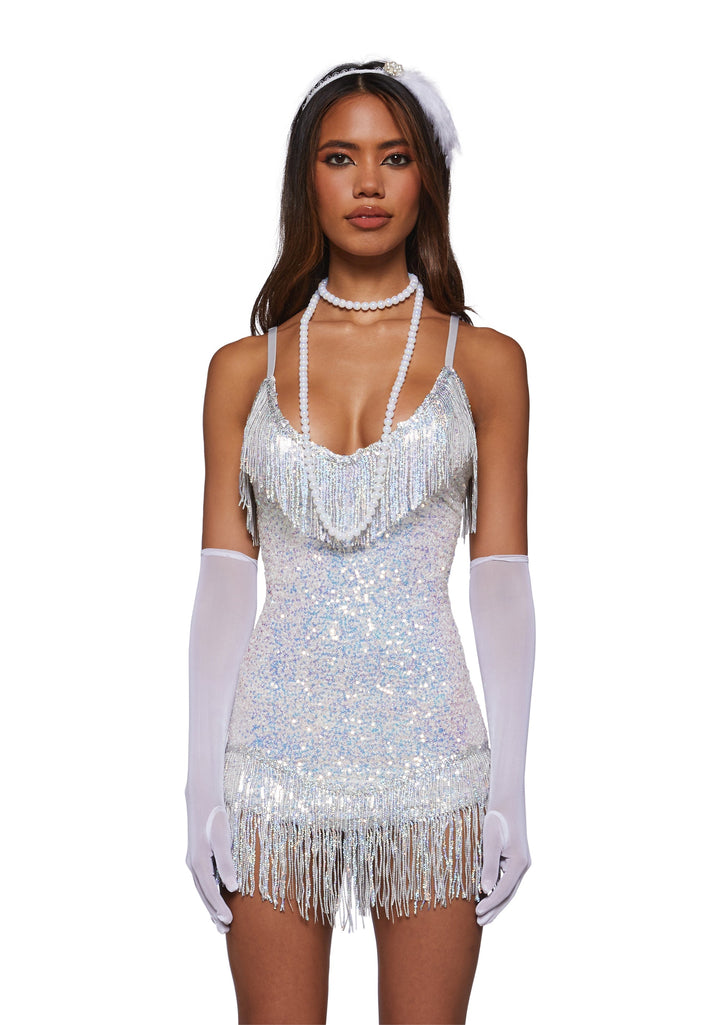 Flapper Silver Fringe Costume