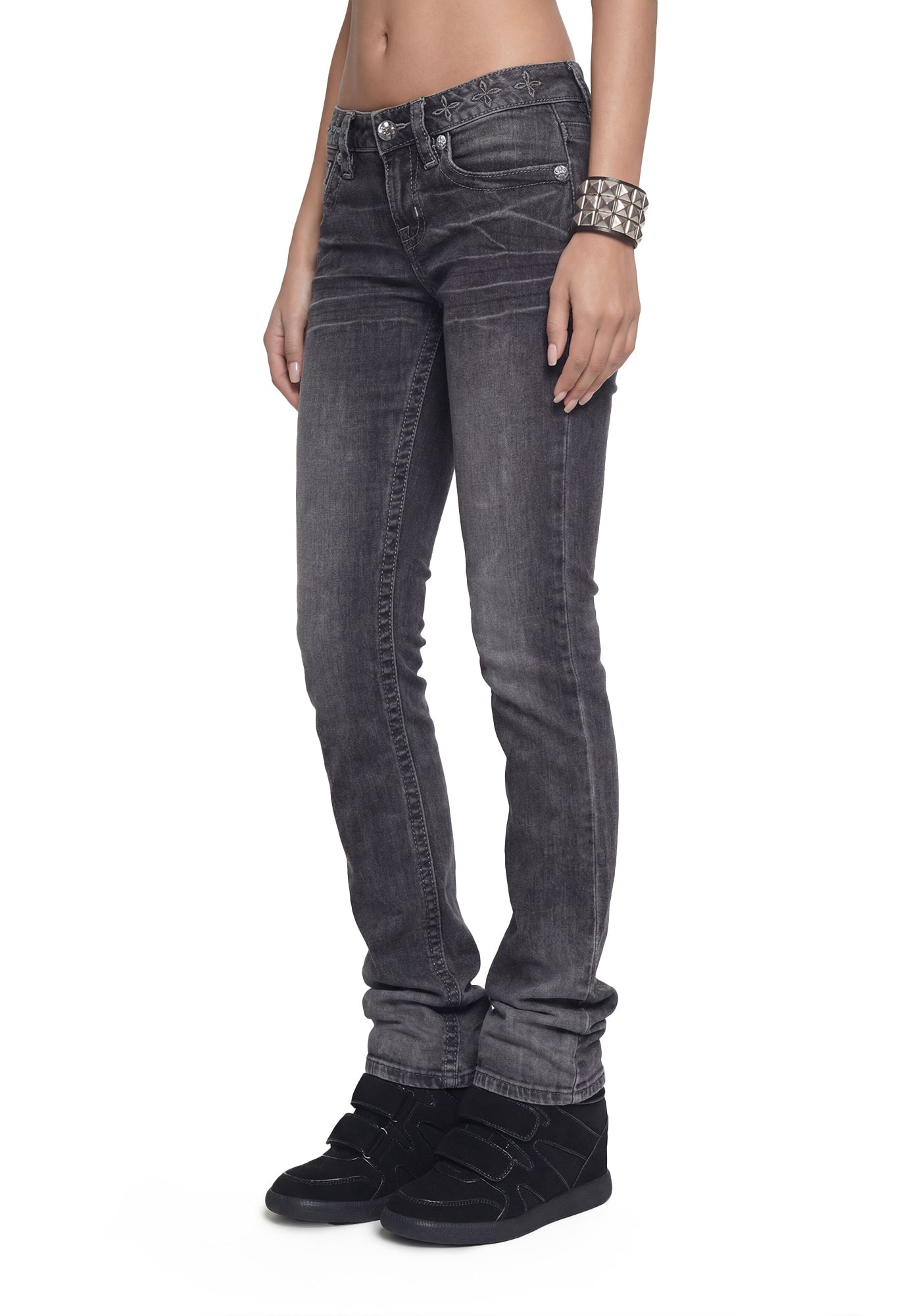 Skylar Low Rise Bootcut Jeans - Grey