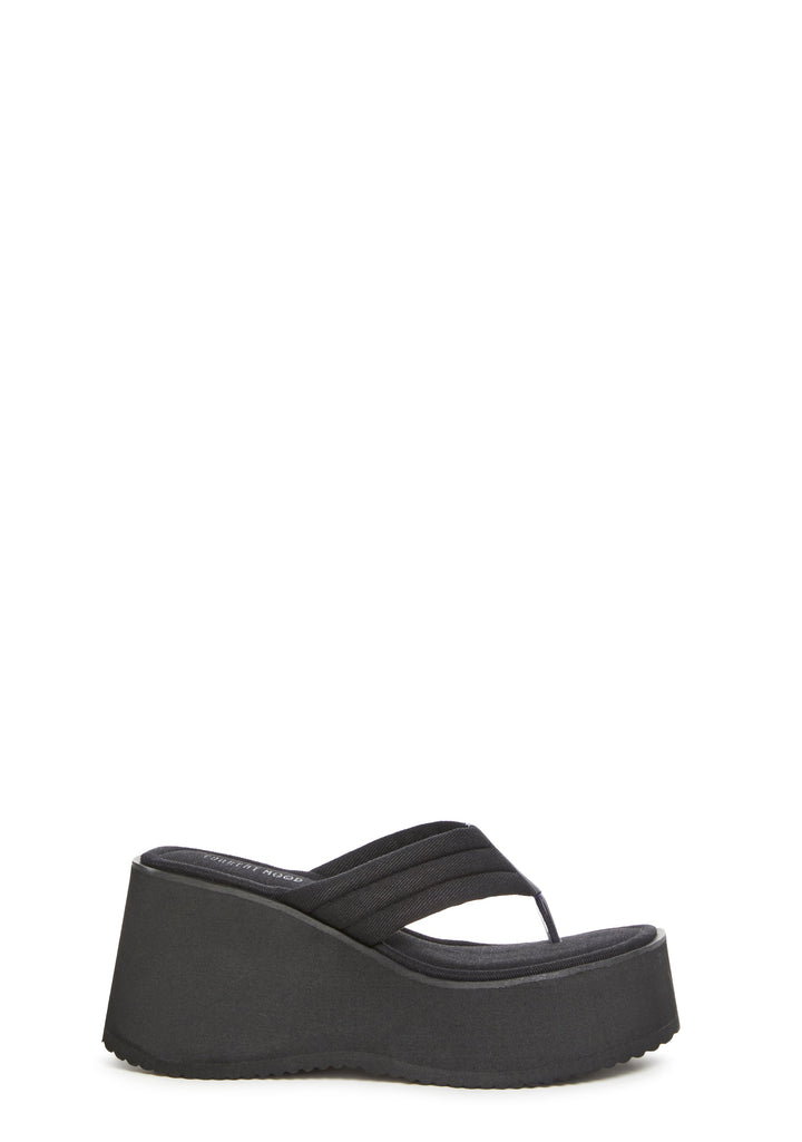Happy Greetings Platform Sandals - Black