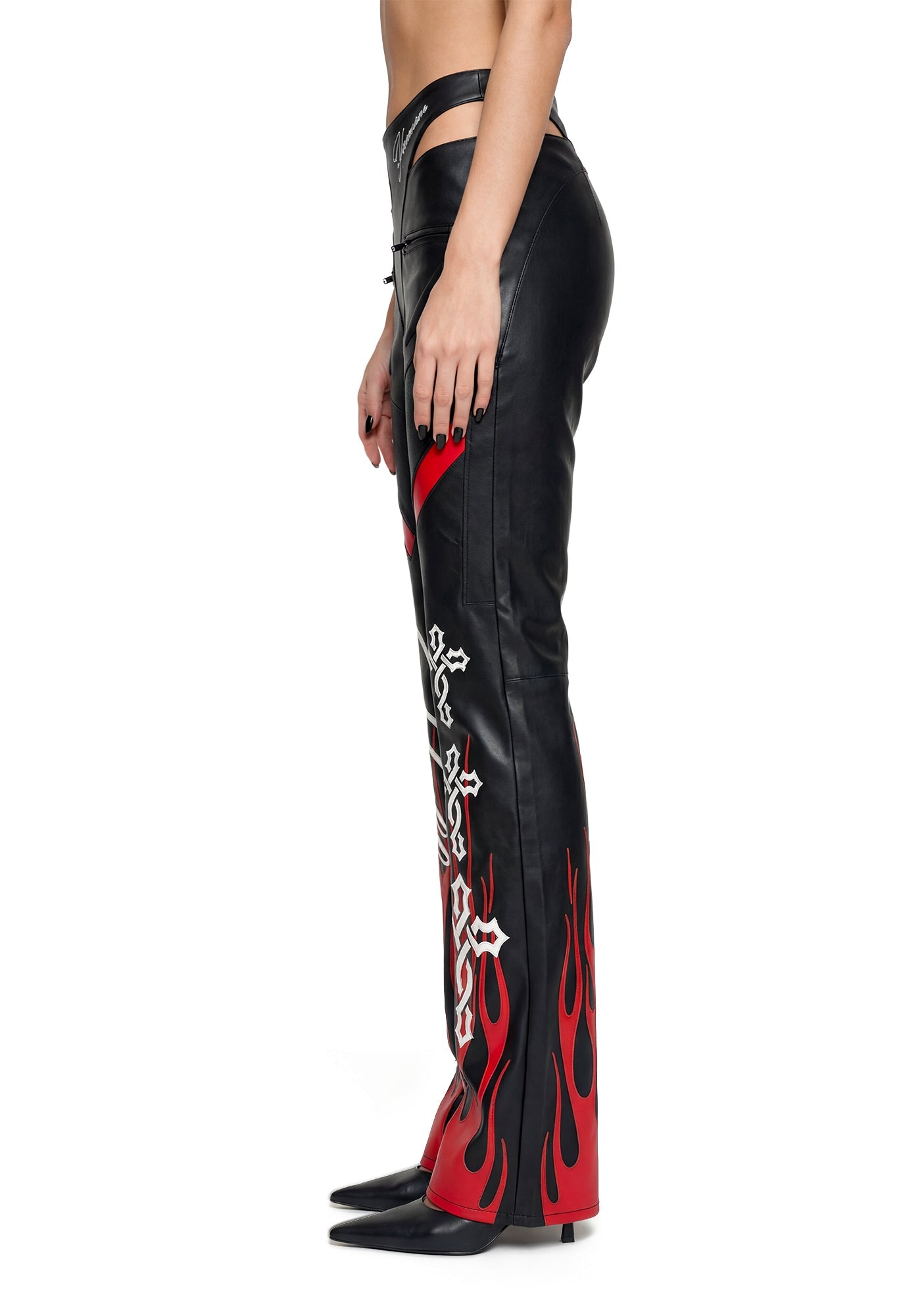 Hollywood Asymmetrical Moto Trousers - Black