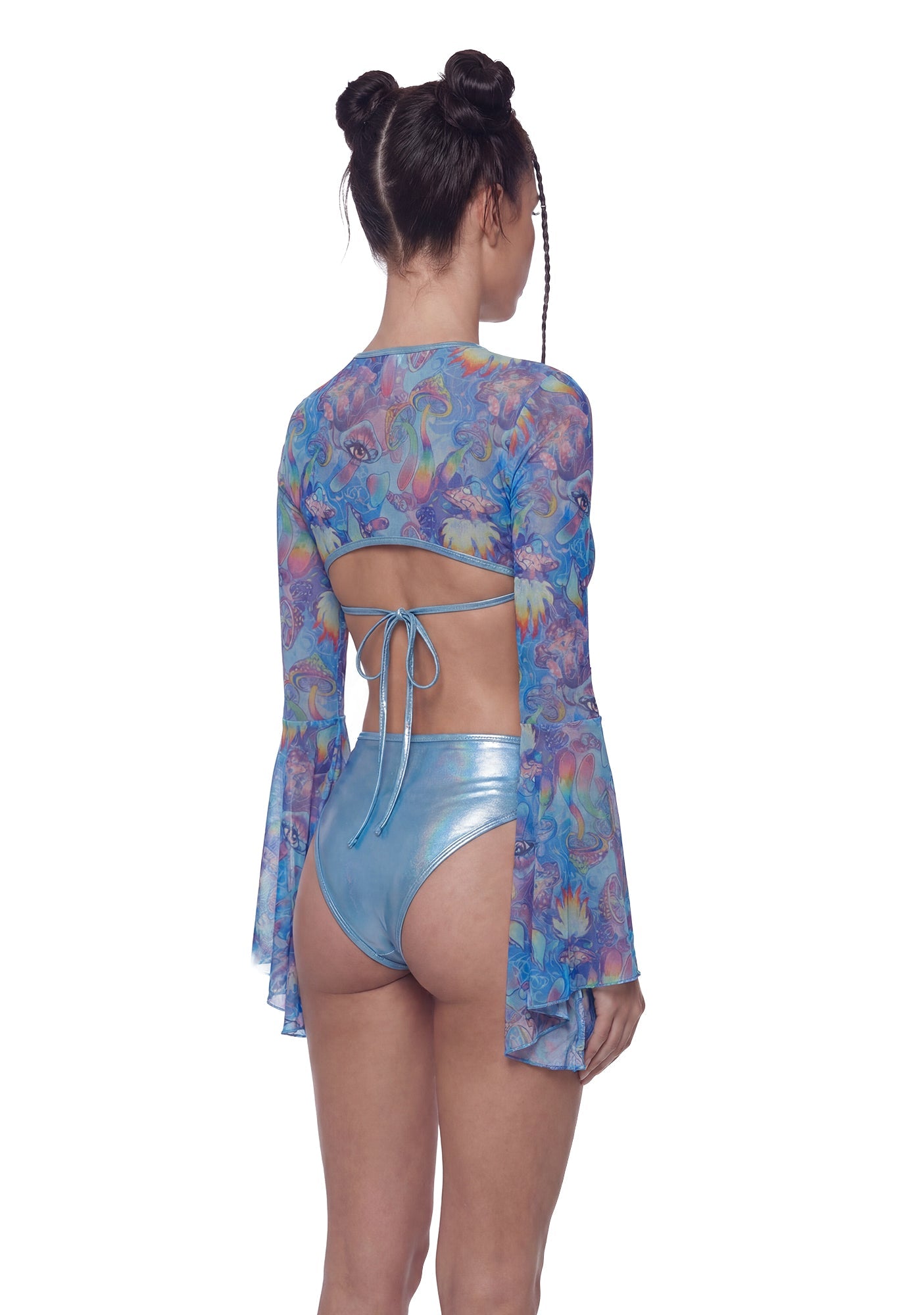 Mushroom Bell Sleeve Shrug - Blue