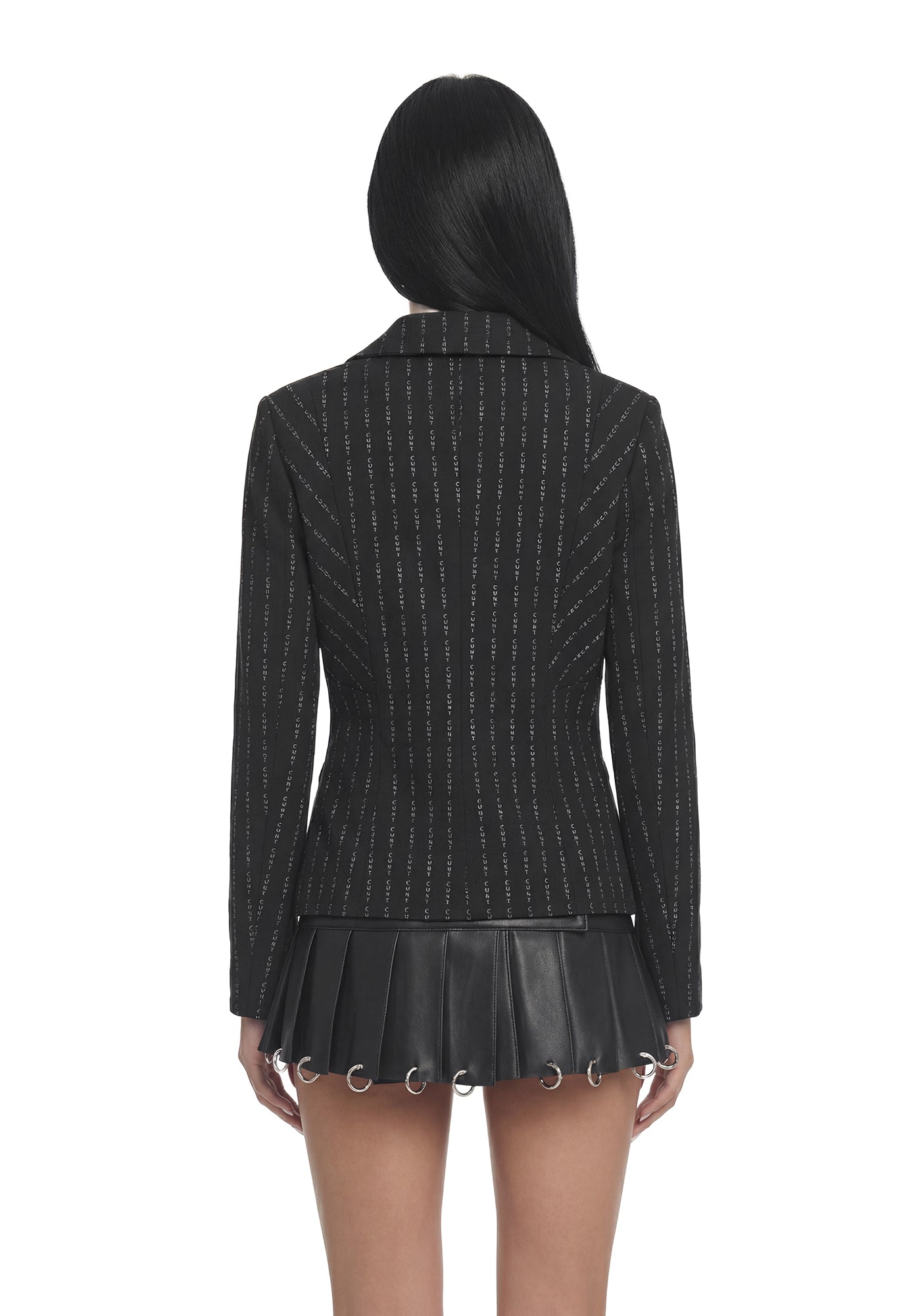 Draped Blazer Pinstripe - Black