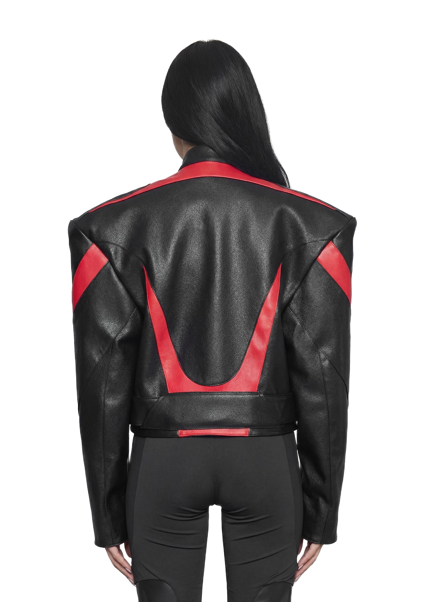 Power Shoulder Moto Jacket - Black/Red