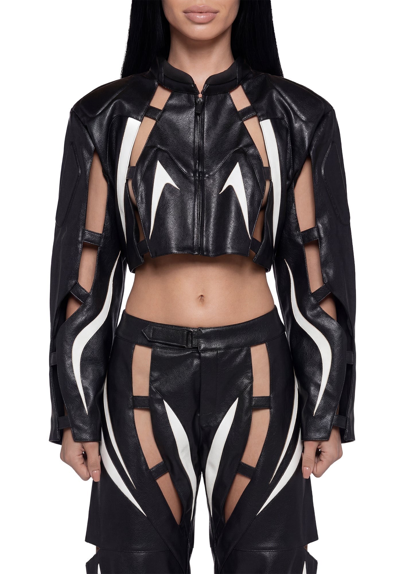 Octane Moto Floating Crop Jacket - Blk/Wht
