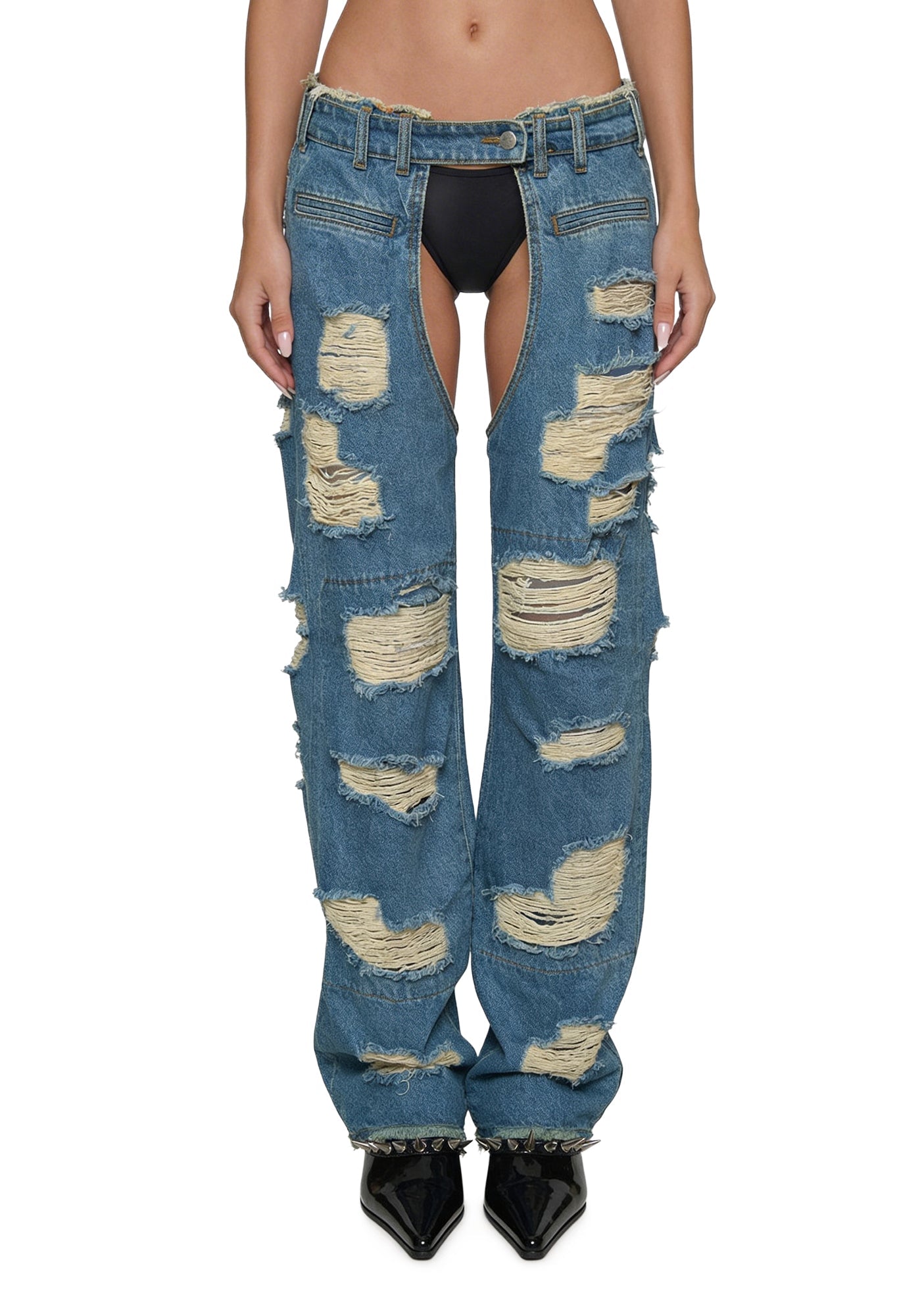 Denim Shredded Chaps - Blue