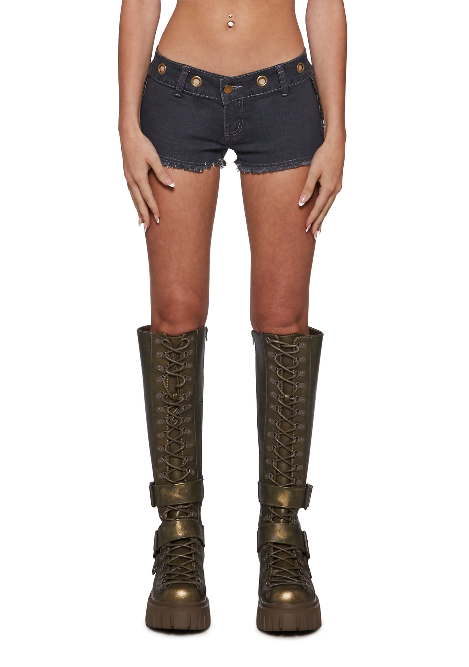 Dust Distressed Denim Micro Short