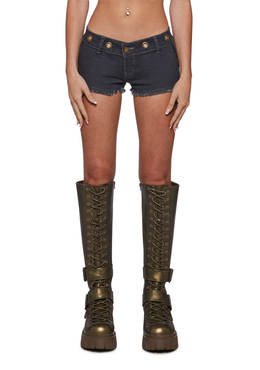 Dust Distressed Denim Micro Short