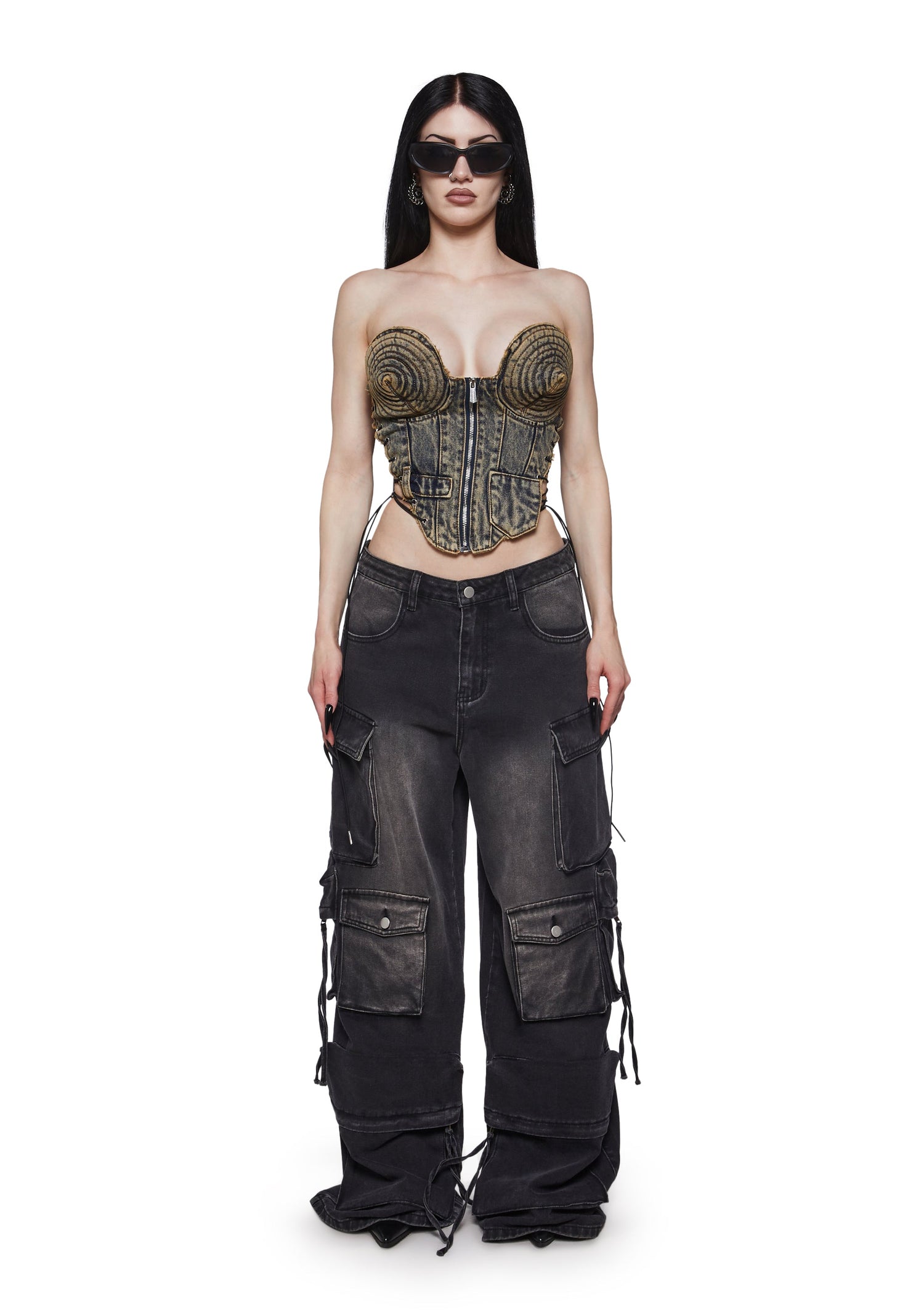 Denim Cone Corset - Blue