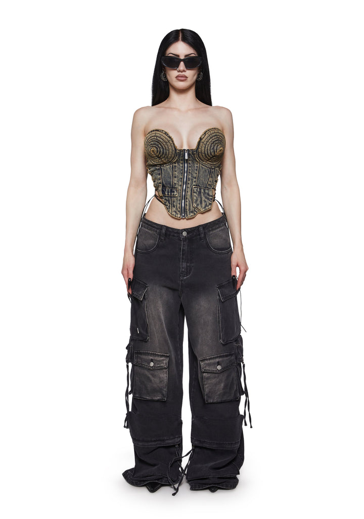 Denim Cone Corset - Blue
