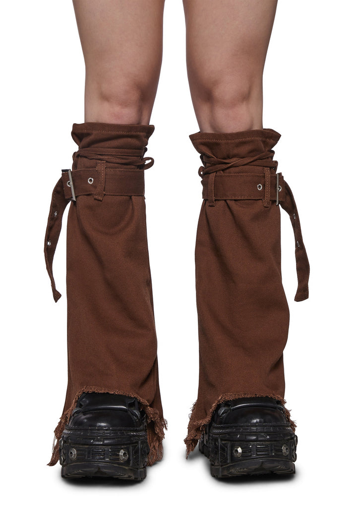 Buckled Leg Warmers - Brown