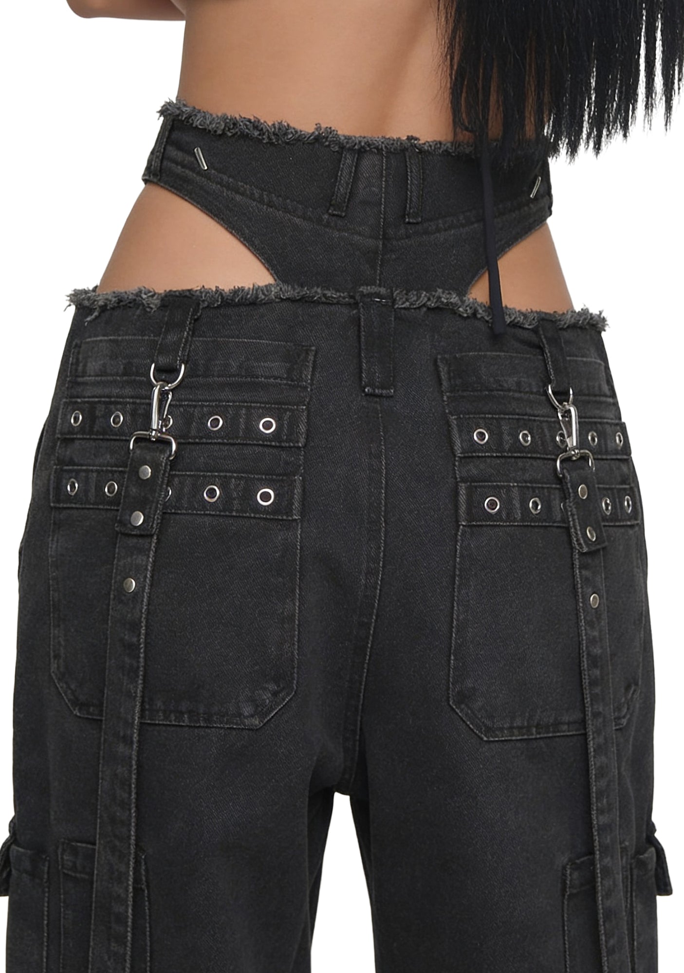 Cargo Denim Panty Trousers - Black