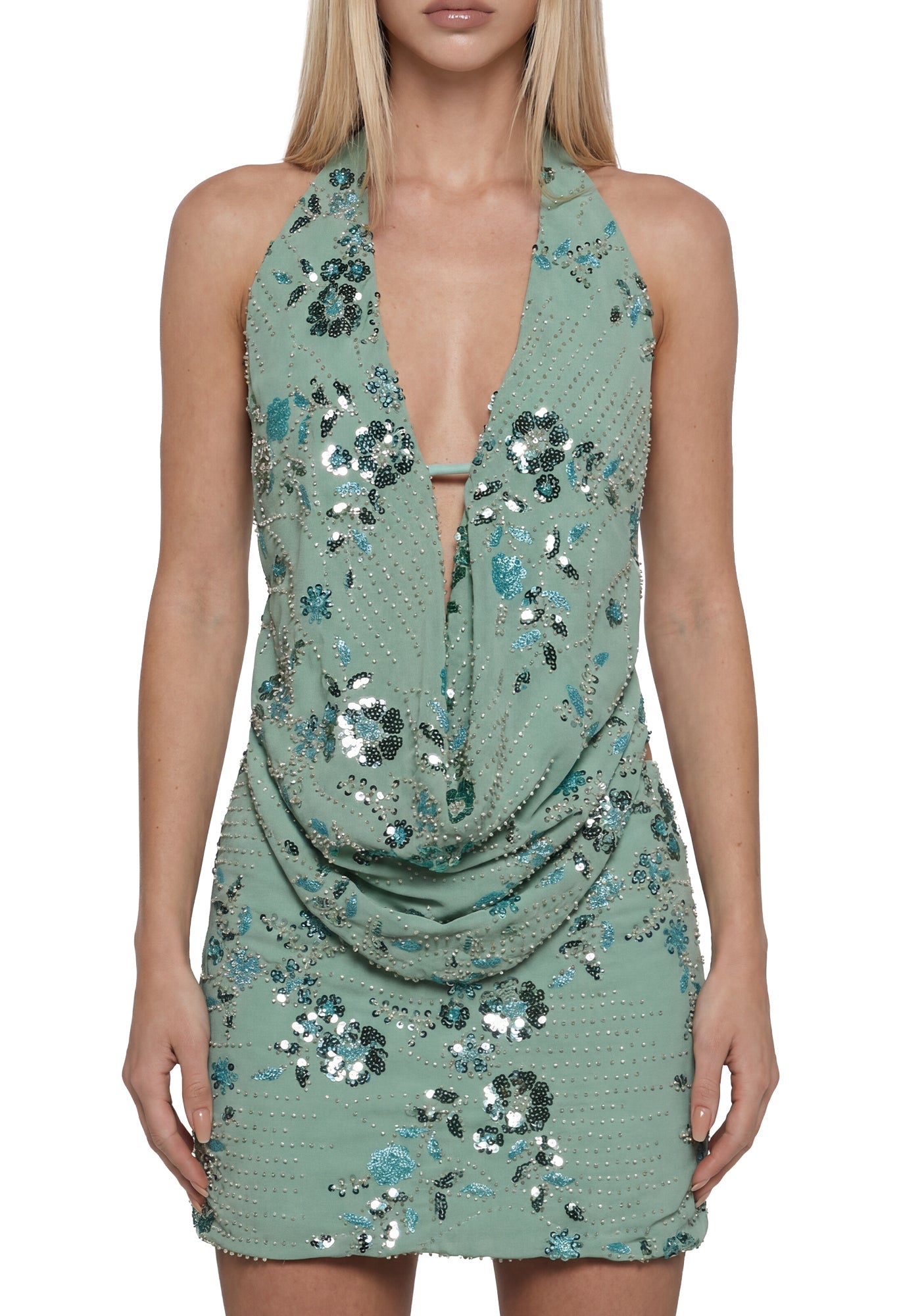 Chart Topper Sequin Skirt Set - Green